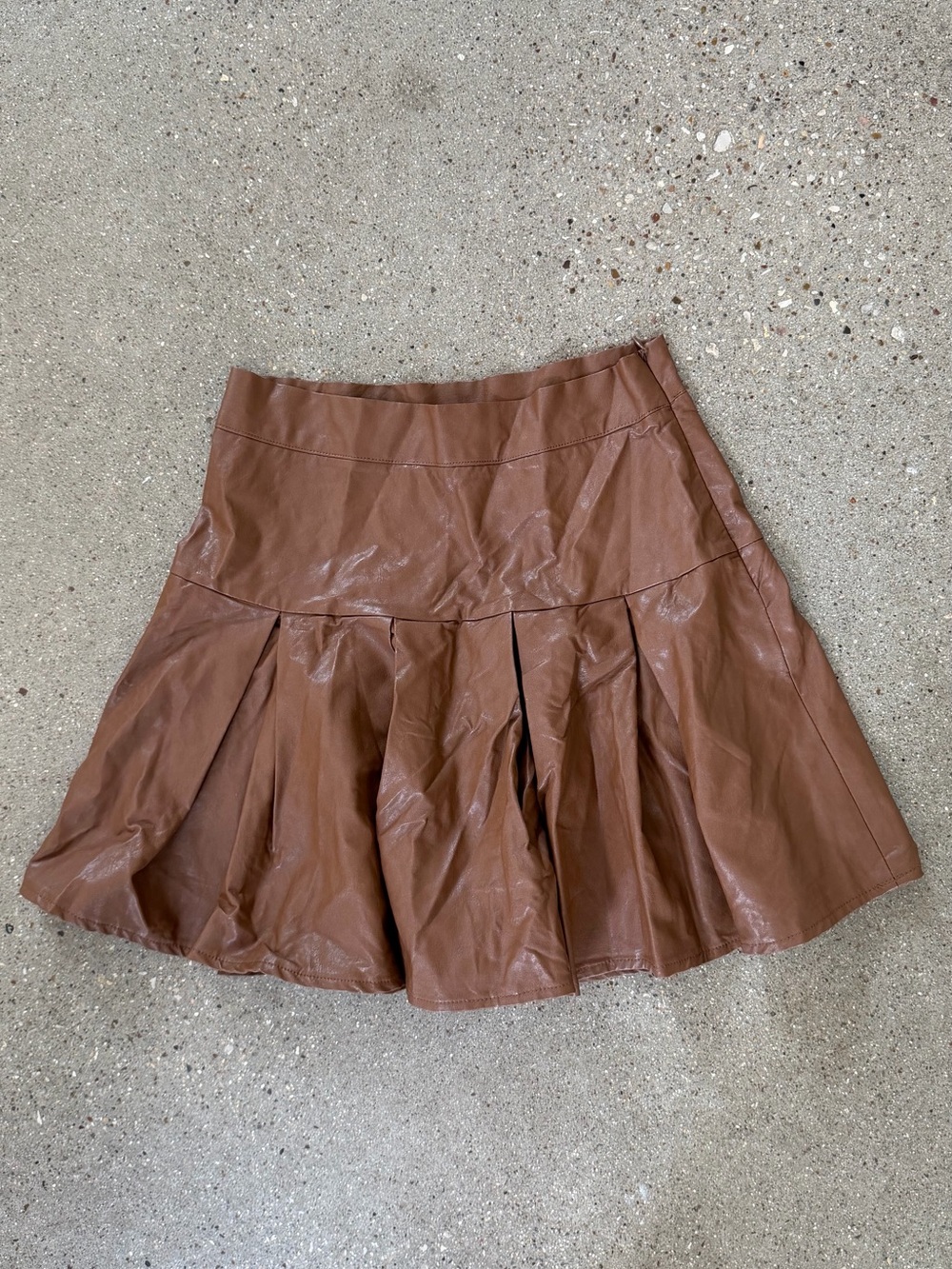 La Hearts Brown Faux Leather Circle Skirt